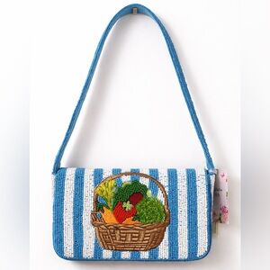 Striped Vegetable Beaded Bag
